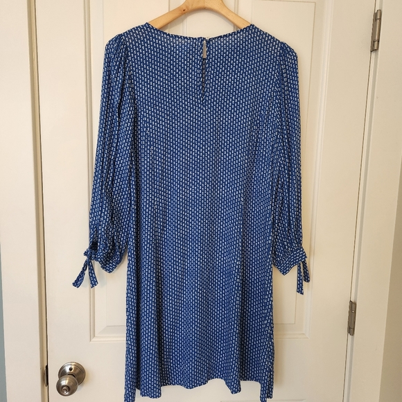 Velvet By Graham And Spencer Marnita Dress Blue White Print Lightweight Large - Picture 4 of 16